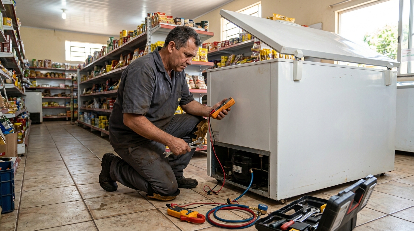 Substituição de termostato de freezer em visita técnica em Campos dos Goytacazes‑RJ